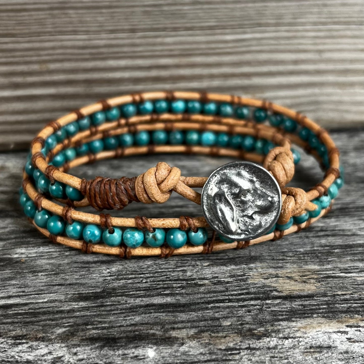 Make and Take-Turquoise and Leather Wrap Bracelet